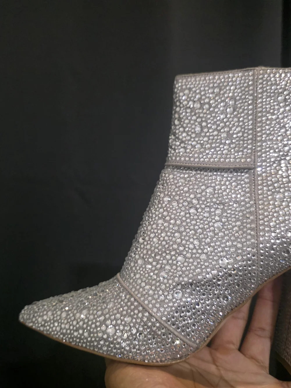 Steve Madden Women's Silver Reflective Rhinestones Heel Ankle Boots Size 8.5 US
